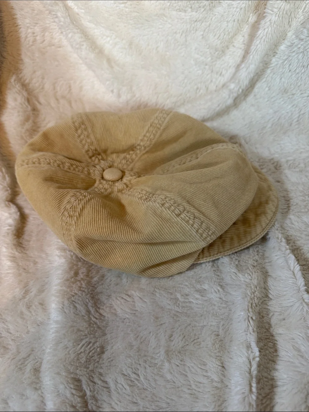 Gap Tan Corduroy Newsboy Baker Boy Cap Hat M/L Y2K Vintage Fall 2004 Retro Hat